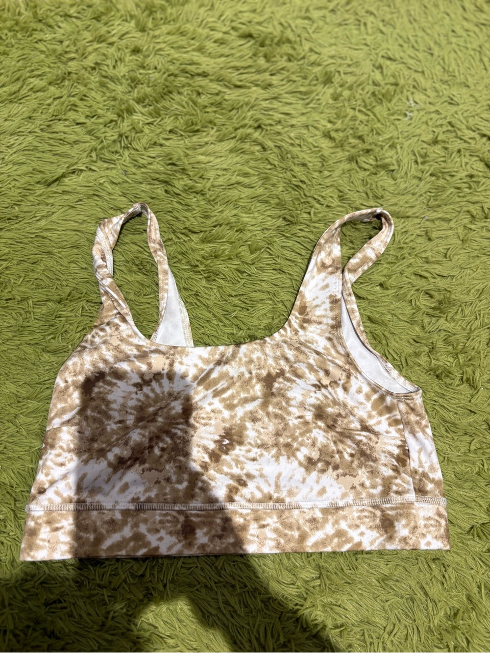 Tie-Dye Scoop Neck Bralette Tank Top - Beige White
